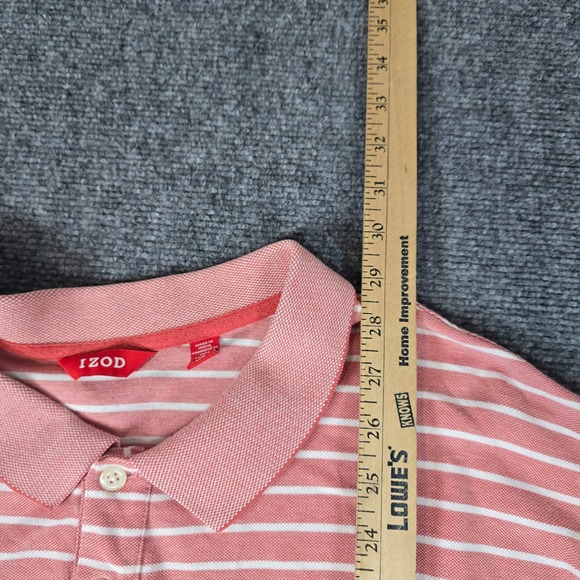 IZOD Men's Striped Polo Shirt 4XL Salmon White Short Sleeve Casual Golf - Picture 6 of 13